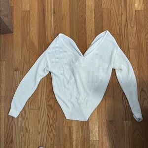 Cotton Emporium White V-Neck Sweater
